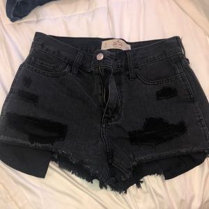 High rise black jean shorts